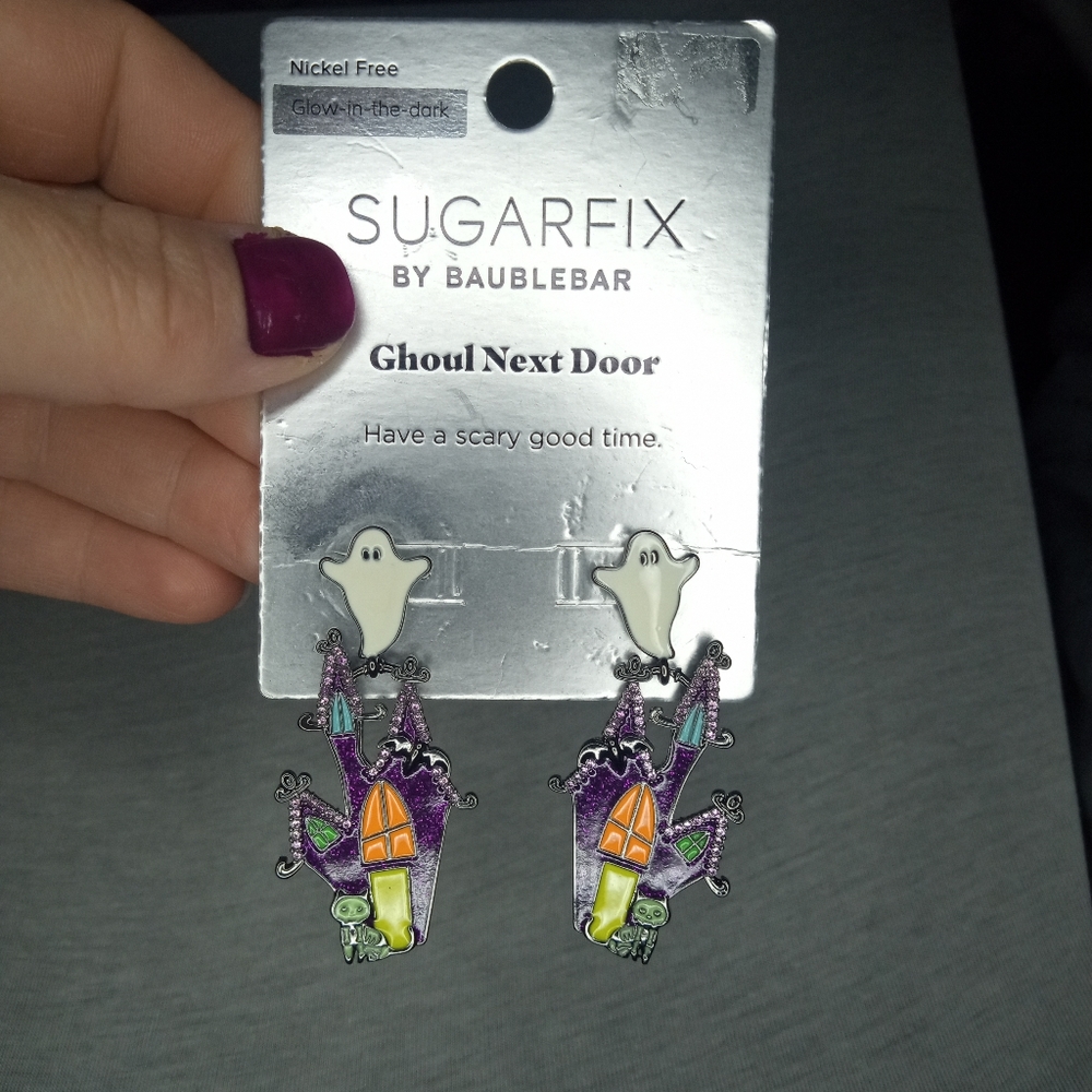 3/$35 Sugarfix by Baublebar Halloween Glow In The Dark Haunted House Earrings